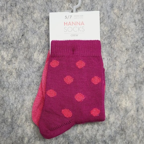 Hanna Andersson Socks Girls 5/7 Crew Pink Purple Polka Dot Crew Style - Picture 1 of 4